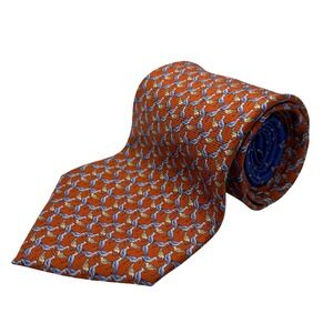 Tommy Hilfiger Silk Necktie Orange Bird Bee Print‎ Business Career Tie Preppy
